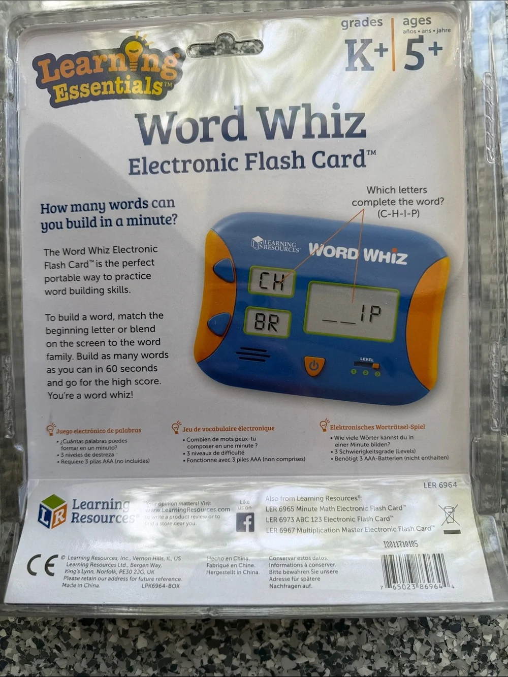 Learning Resources Word Whiz Electronic Flash Card - Blue and Orange